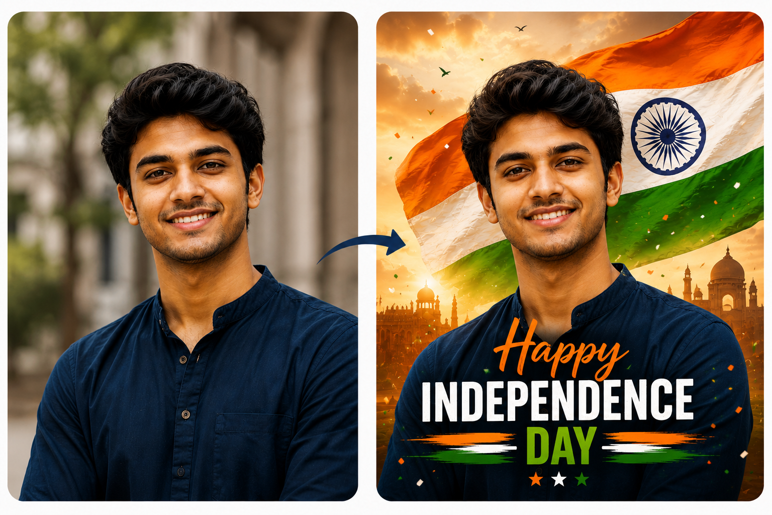 15 August DP Maker – Indian Flag Background for Photo & Video