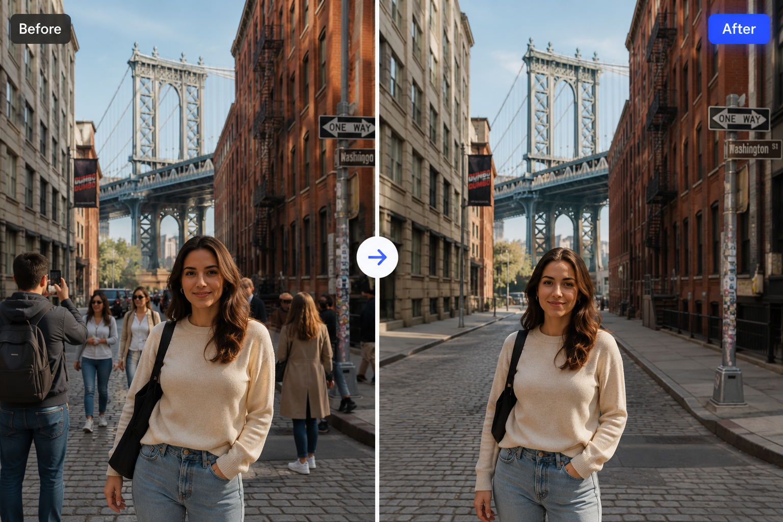 remove tourists from videos