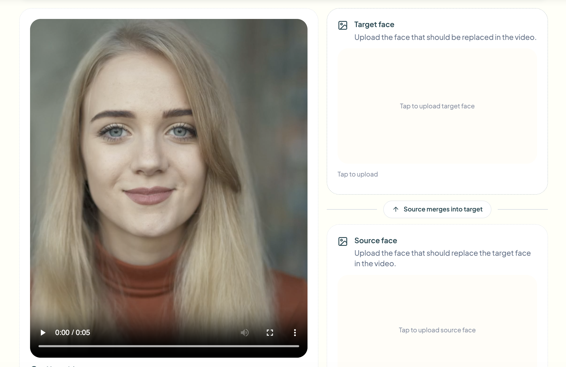 Upload your video to bgblur face swap tool