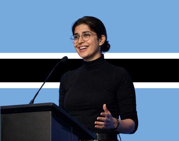 Family photo with AI-added botswana flag background using video background editor tool—ready for virtual or botswana flag background.