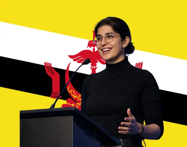 Family photo with AI-added brunei flag background using video background editor tool—ready for virtual or brunei flag background.