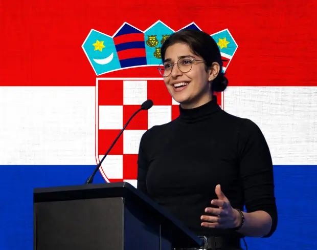 Family photo with AI-added croatia flag background using video background editor tool—ready for virtual or croatia flag background.
