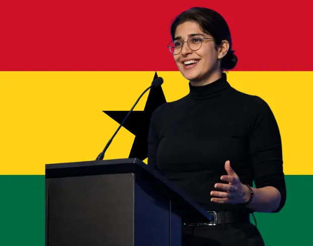 Family photo with AI-added ghana flag background using video background editor tool—ready for virtual or ghana flag background.