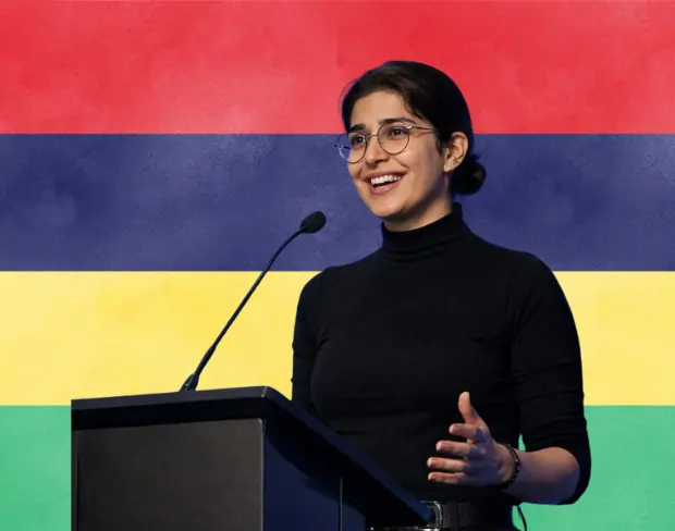 Family photo with AI-added mauritius flag background using video background editor tool—ready for virtual or mauritius flag background.