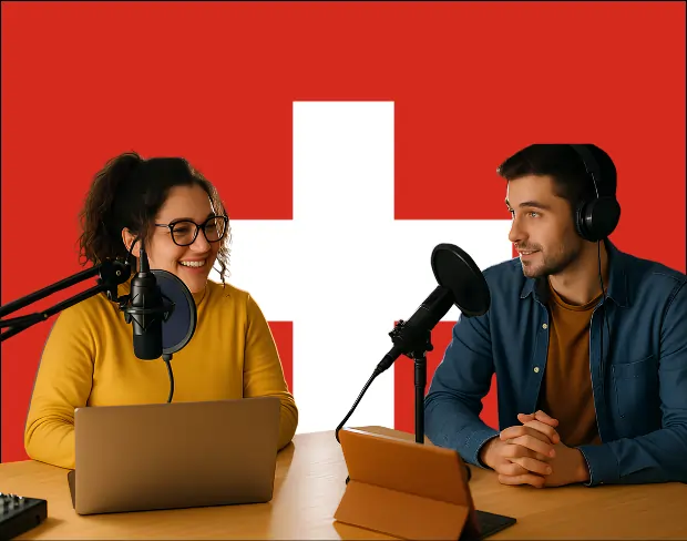 Bulk upload videos for batch switzerland flag background addition: man meditating, car, dog, child, auto switzerland flag background adder for creators.