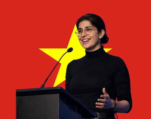 Family photo with AI-added vietnam flag background using video background editor tool—ready for virtual or vietnam flag background.