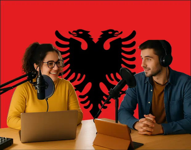 Bulk upload videos for batch albania flag background addition: man meditating, car, dog, child, auto albania flag background adder for creators.