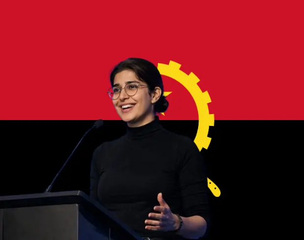 Family photo with AI-added angola flag background using video background editor tool—ready for virtual or angola flag background.
