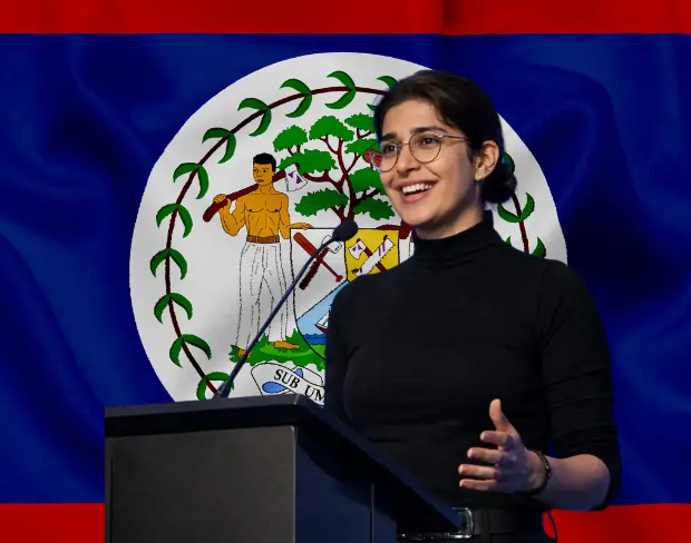 Family photo with AI-added belize flag background using video background editor tool—ready for virtual or belize flag background.