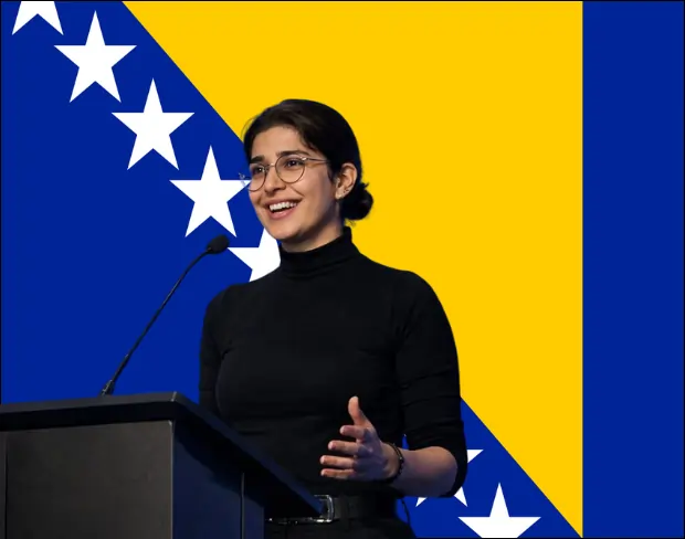 Family photo with AI-added bosniaandherzegovina flag background using video background editor tool—ready for virtual or bosniaandherzegovina flag background.