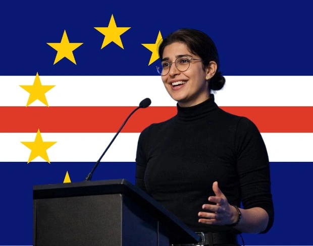 Family photo with AI-added capeverde flag background using video background editor tool—ready for virtual or capeverde flag background.