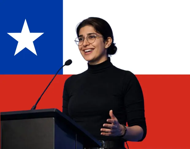 Family photo with AI-added chile flag background using video background editor tool—ready for virtual or chile flag background.