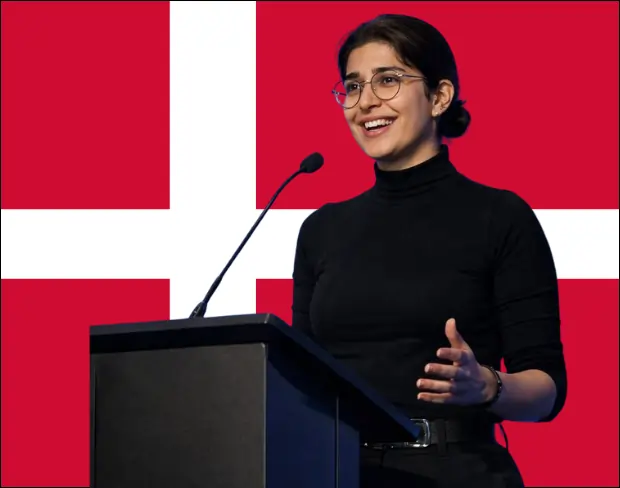 Family photo with AI-added denmark flag background using video background editor tool—ready for virtual or denmark flag background.