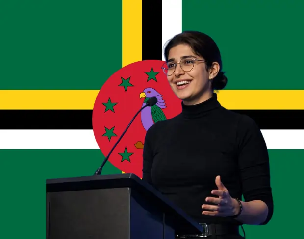 Family photo with AI-added dominica flag background using video background editor tool—ready for virtual or dominica flag background.