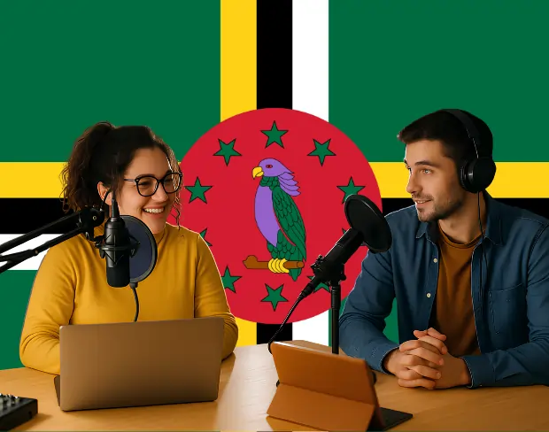 Bulk upload videos for batch dominica flag background addition: man meditating, car, dog, child, auto dominica flag background adder for creators.