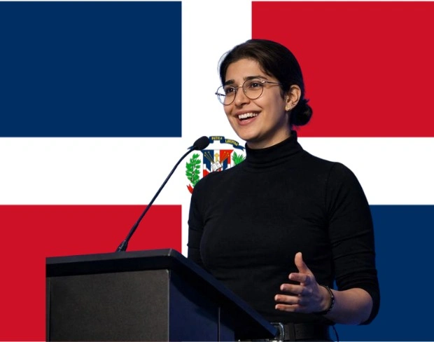 Family photo with AI-added dominicanrepublic flag background using video background editor tool—ready for virtual or dominicanrepublic flag background.