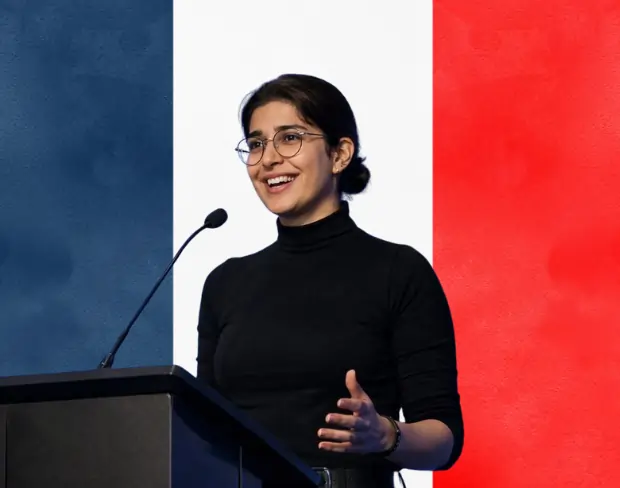 Family photo with AI-added france flag background using video background editor tool—ready for virtual or france flag background.