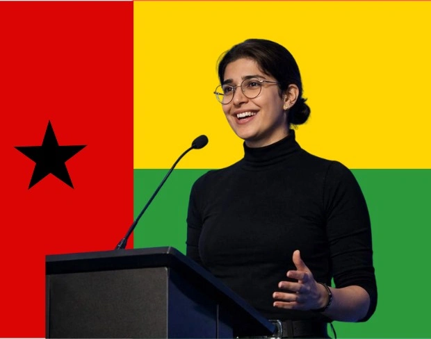 Family photo with AI-added guineabissau flag background using video background editor tool—ready for virtual or guineabissau flag background.