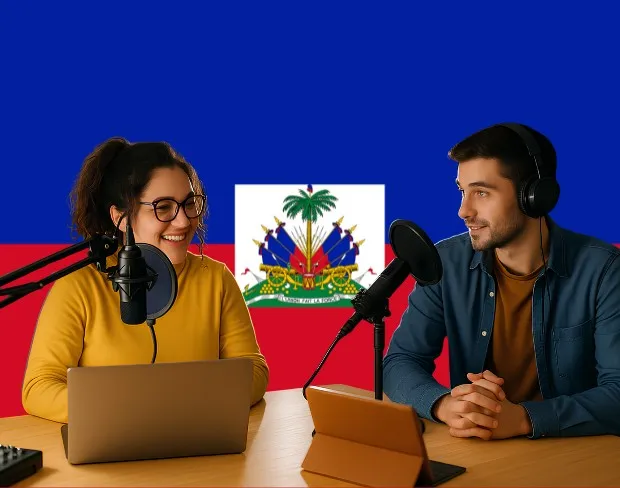 Bulk upload videos for batch haiti flag background addition: man meditating, car, dog, child, auto haiti flag background adder for creators.