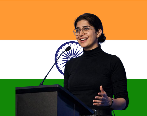 Family photo with AI-added india flag background using video background editor tool—ready for virtual or india flag background.
