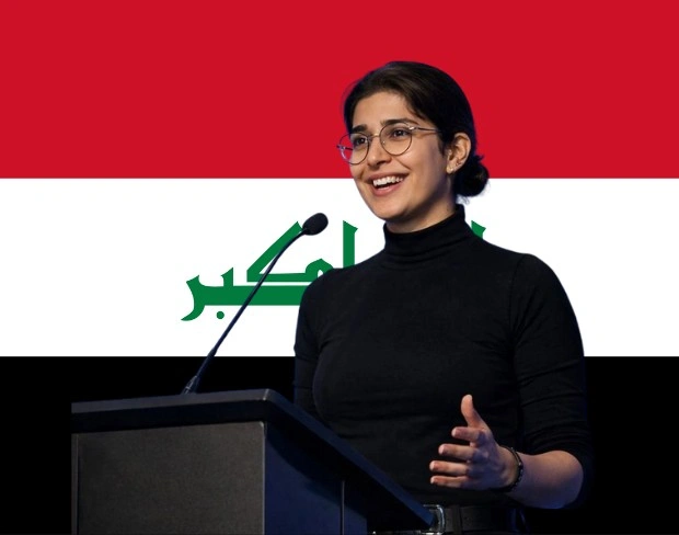 Family photo with AI-added iraq flag background using video background editor tool—ready for virtual or iraq flag background.
