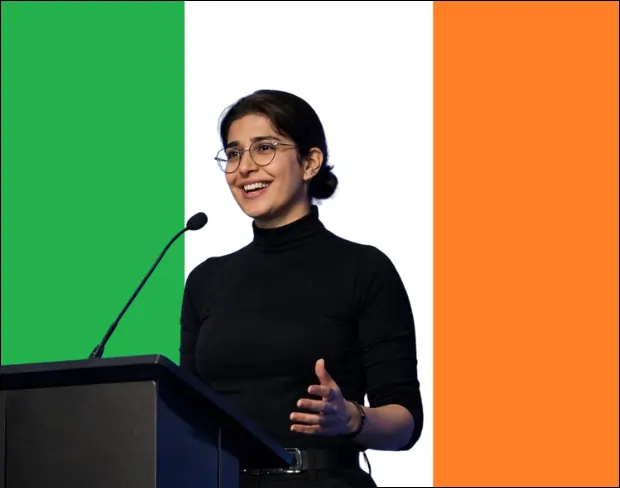 Family photo with AI-added ireland flag background using video background editor tool—ready for virtual or ireland flag background.