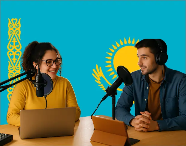 Bulk upload videos for batch kazakhstan flag background addition: man meditating, car, dog, child, auto kazakhstan flag background adder for creators.