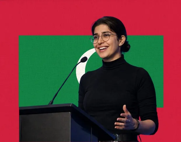 Family photo with AI-added maldives flag background using video background editor tool—ready for virtual or maldives flag background.