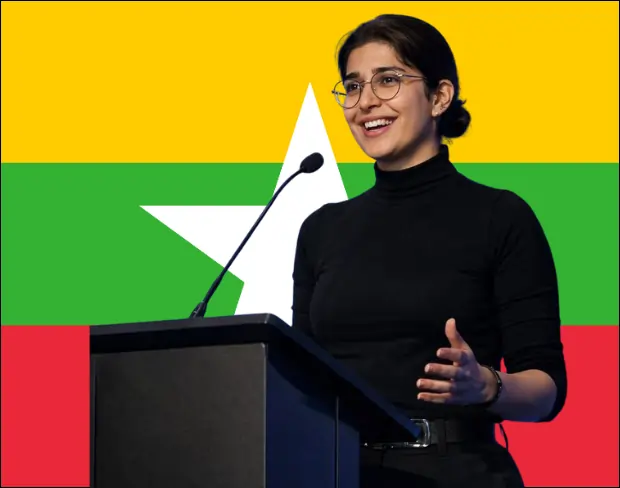Family photo with AI-added myanmar flag background using video background editor tool—ready for virtual or myanmar flag background.
