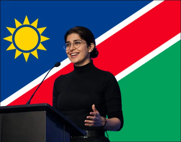 Family photo with AI-added namibia flag background using video background editor tool—ready for virtual or namibia flag background.