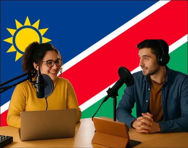 Bulk upload videos for batch namibia flag background addition: man meditating, car, dog, child, auto namibia flag background adder for creators.