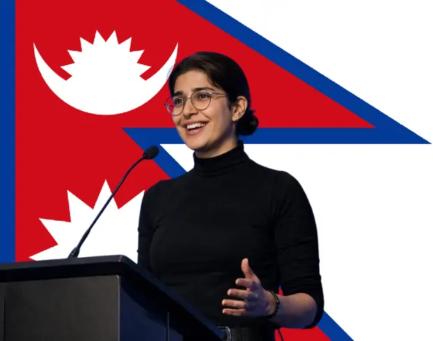Family photo with AI-added nepal flag background using video background editor tool—ready for virtual or nepal flag background.