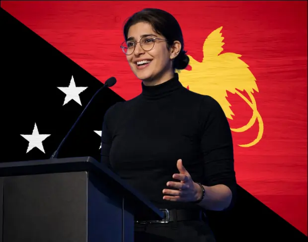 Family photo with AI-added papuanewguinea flag background using video background editor tool—ready for virtual or papuanewguinea flag background.