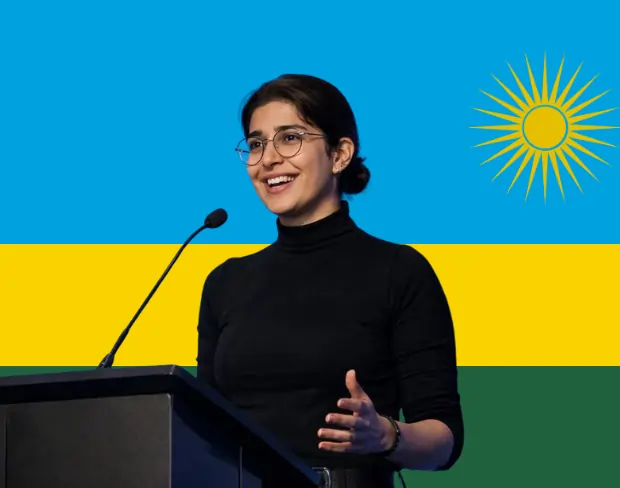 Family photo with AI-added rwanda flag background using video background editor tool—ready for virtual or rwanda flag background.