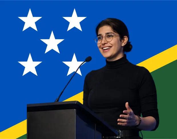 Family photo with AI-added solomonislands flag background using video background editor tool—ready for virtual or solomonislands flag background.