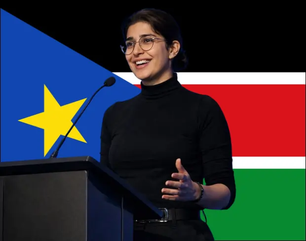 Family photo with AI-added southsudan flag background using video background editor tool—ready for virtual or southsudan flag background.