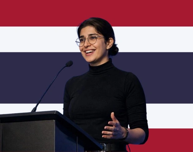 Family photo with AI-added thailand flag background using video background editor tool—ready for virtual or thailand flag background.