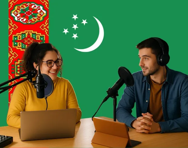 Bulk upload videos for batch turkmenistan flag background addition: man meditating, car, dog, child, auto turkmenistan flag background adder for creators.