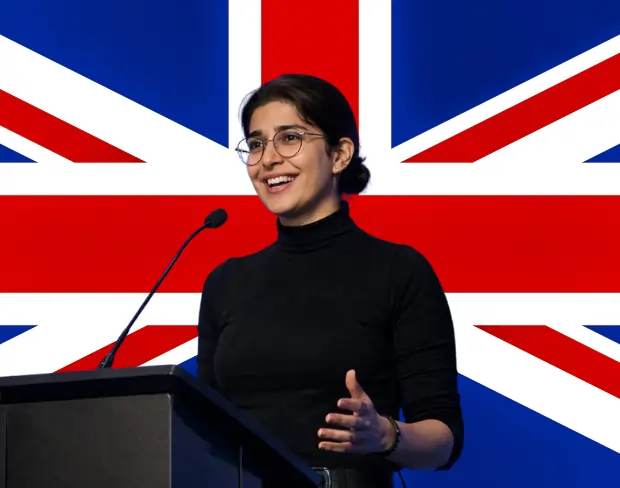 Family photo with AI-added uk flag background using video background editor tool—ready for virtual or uk flag background.