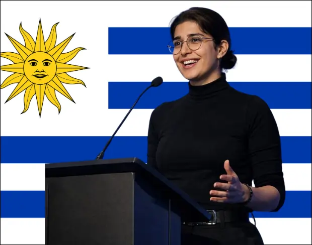 Family photo with AI-added uruguay flag background using video background editor tool—ready for virtual or uruguay flag background.