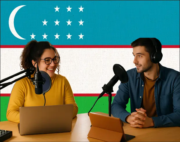 Bulk upload videos for batch uzbekistan flag background addition: man meditating, car, dog, child, auto uzbekistan flag background adder for creators.