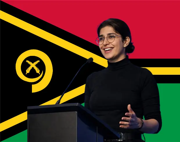 Family photo with AI-added vanuatu flag background using video background editor tool—ready for virtual or vanuatu flag background.