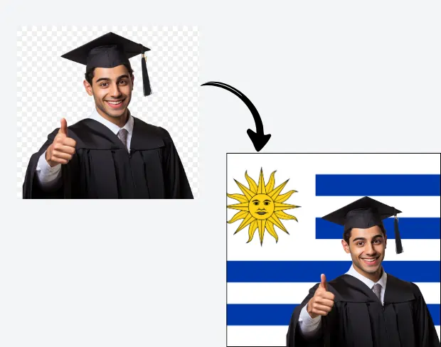 AI video editor showing woman with ready-to-use venezuela flag background adding templates for office, classroom, and home—no green screen needed.
